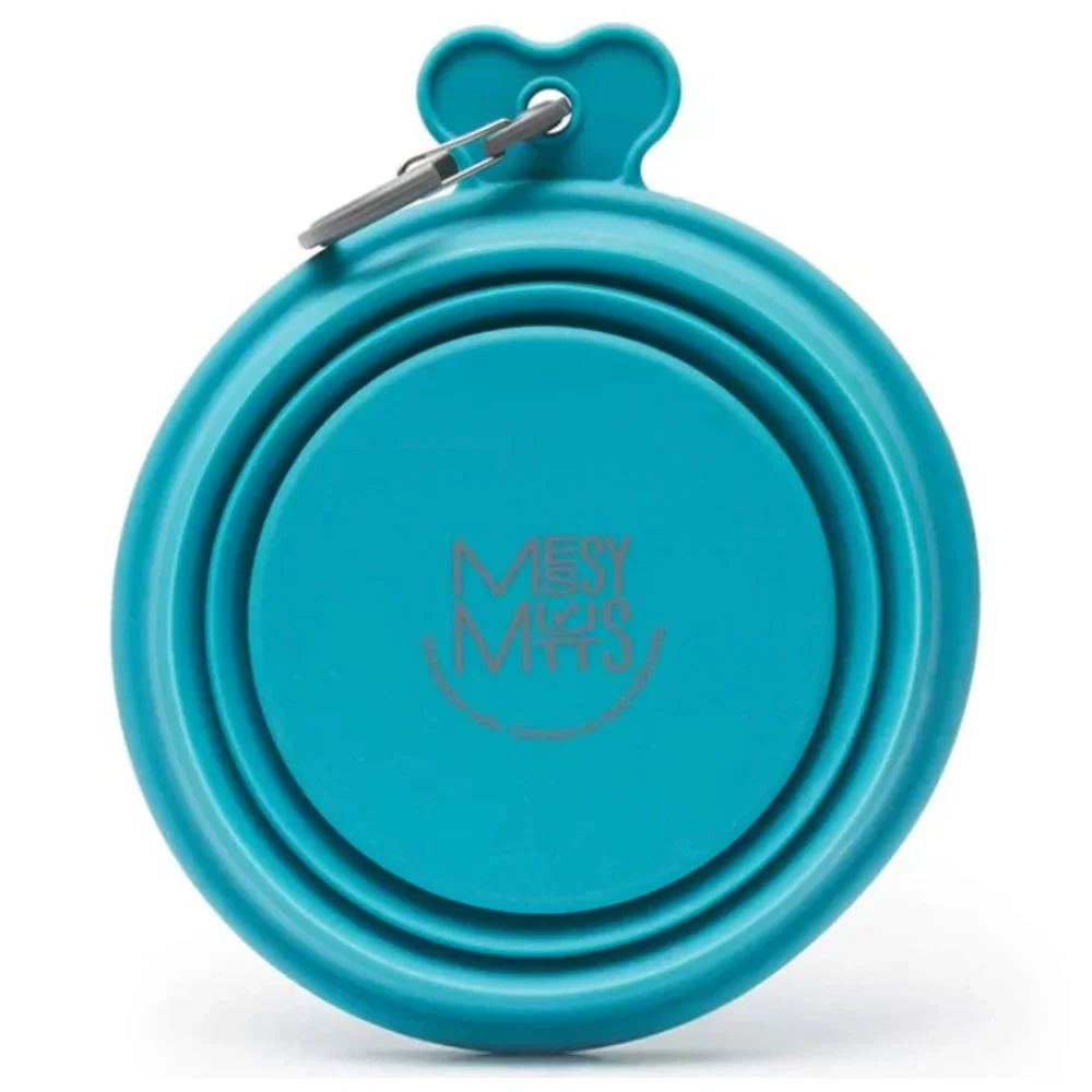 NWT Messy Mutts Silicone Collapsible Travel Pet Bowl